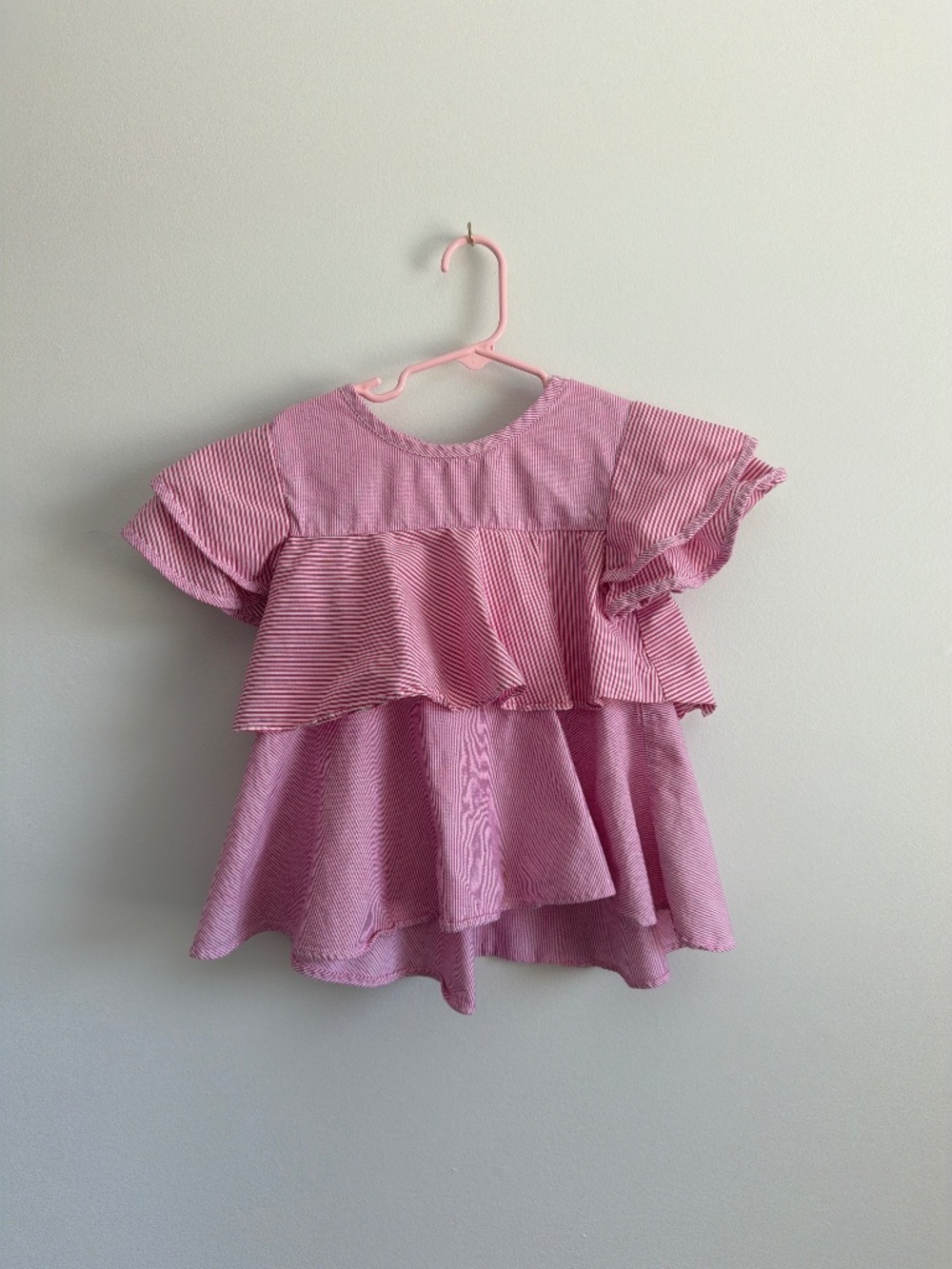 Ruffled Striped Strawberry-Pink 100% Cotton Blouse - Cat and Jack - 5T